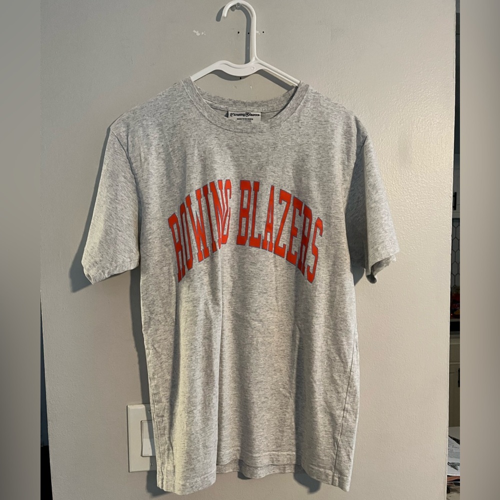 Rowing Blazers Gray Tee with Red and Blue Text